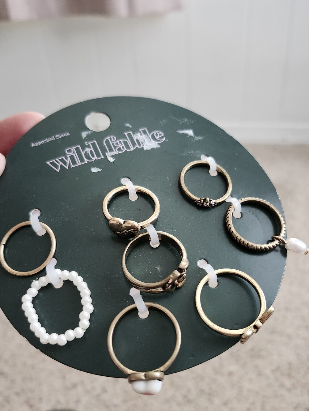 wild fable Gold-Tone Mixed Stackable Ring Set with Pearl Accents